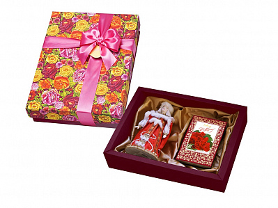 Набор С Праздником: кукла декоративная, шоколадные конфеты Конфаэль (Красный)