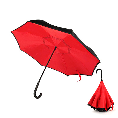 Зонт-трость механический  Chaplin, черно-красный (Чёрно-красный)