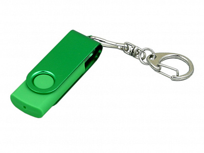 USB 2.0- флешка промо на 32 Гб с поворотным механизмом и однотонным металлическим клипом (Зеленый)