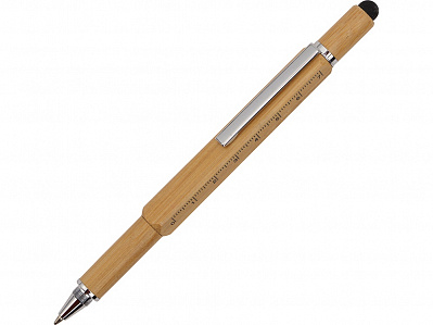 Ручка-стилус из бамбука Tool с уровнем и отверткой (Натуральный, серебристый)