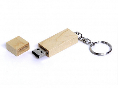 USB 2.0- флешка на 64 Гб прямоугольная форма, колпачок с магнитом (Натуральный)