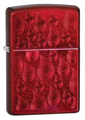 Зажигалка ZIPPO Iced Zippo Flame с покрытием Candy Apple Red™, латунь/сталь, красная, 38x13x57 мм (Красный)