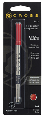 Стержень Cross для ручки-роллера стандартный, средний ; блистер (Красный)