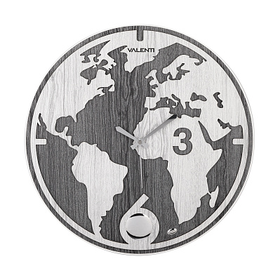 Часы настенные "Карта мира"  (Черный с белым)