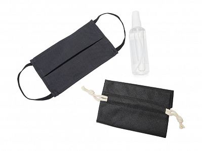 Набор средств индивидуальной защиты в подарочном мешочке Protect (Черный)