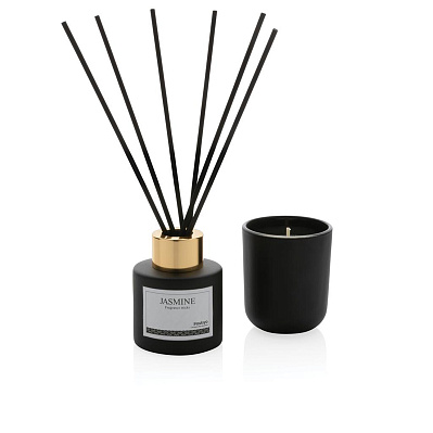 Набор из ароматического диффузора и свечи Ukiyo (Черный;)
