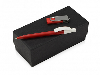 Подарочный набор Uma Memory с ручкой и флешкой (Красный, серебристый, белый)