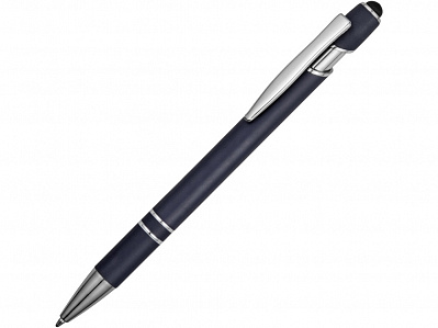 Ручка-стилус металлическая шариковая Sway soft-touch (Темно-синий/серебристый)