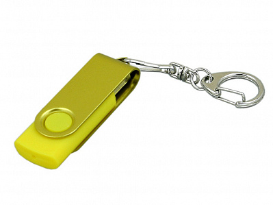 USB 2.0- флешка промо на 64 Гб с поворотным механизмом и однотонным металлическим клипом (Желтый)