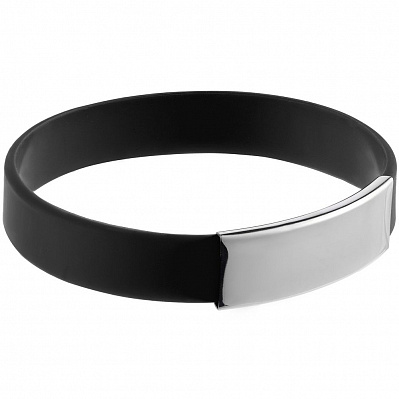 Силиконовый браслет Brisky с металлическим шильдом  (Черный)