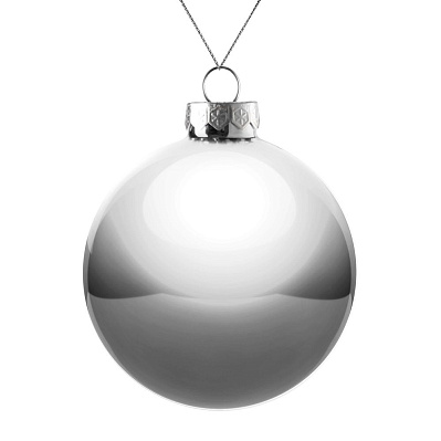 Елочный шар Finery Gloss, 10 см, глянцевый серебристый с глиттером (Серебристый)