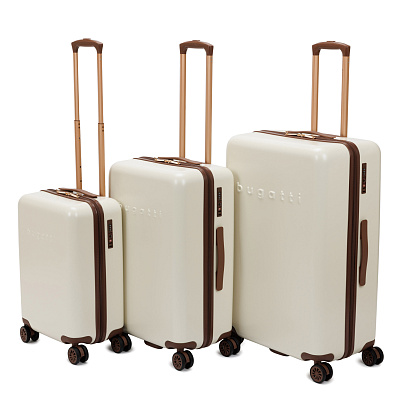 Набор из 3 чемоданов BUGATTI Amelia , поликарбонат / АБС-пластик, 50х29х76 см (Бежевый)