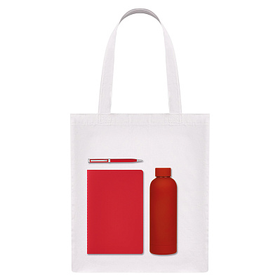 Подарочный набор Medium  (шоппер, ежедневник, ручка, термобутылка) (Красный)