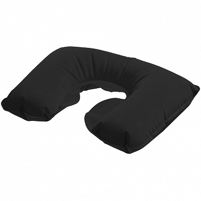 Надувная подушка под шею в чехле Sleep, черная (Черный)