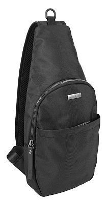 Рюкзак с одним плечевым ремнем BUGATTI Contratempo, чёрный, нейлон, 18х6х38 см (Черный)