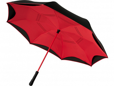 Зонт-трость Yoon с обратным сложением (Красный/черный)