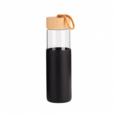 Бутылка для воды "Wellness" 600 мл в силиконовом чехле  (Черный)