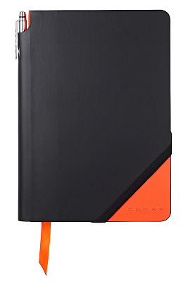 Записная книжка Cross Jot Zone, A5, 160 страниц в линейку, ручка в комплекте. Цвет - черно-оран (Оранжевый)