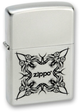 Зажигалка ZIPPO Tattoo Design, с покрытием Satin Chrome™, латунь/сталь, серебристая, 38x13x57 мм (Серебристый)