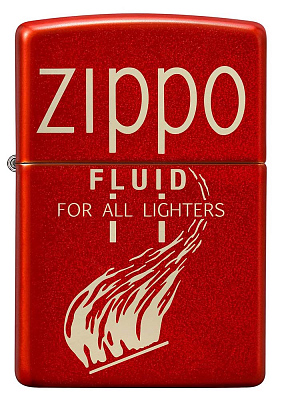 Зажигалка ZIPPO Retro с покрытием Metallic Red, латунь/сталь, красная, 38x13x57 мм