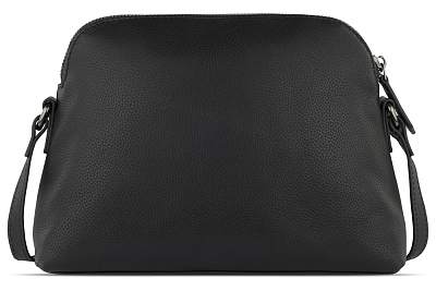 Сумка наплечная женская BUGATTI Bella, чёрная, воловья кожа/полиэстер, 23х8х17 см