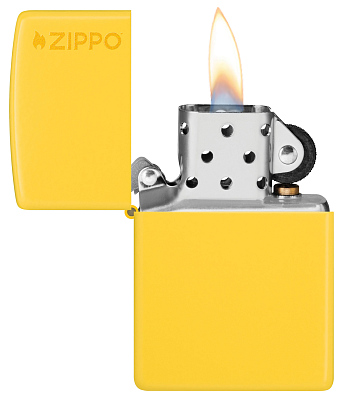 Зажигалка ZIPPO Logo с покрытием Sunflower, латунь/сталь, желтая, глянцевая, 38x13x57 мм