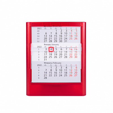 Календарь настольный на 2 года ; прозрачно-красный; 12,5х16 см; пластик; тампопечать, шелкография (Красный)