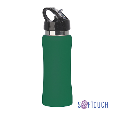 Бутылка для воды "Индиана" 600 мл, покрытие soft touch, зеленый