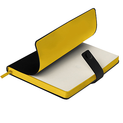 Ежедневник недатированный Stellar, А5, черный, кремовый блок  в линейку, с желтым обрезом