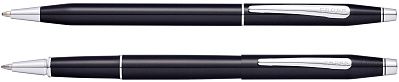 Набор Cross Classic Century Black Lacquer: шариковая ручка и ручка-роллер, цвет - черный (Черный)