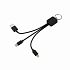 Зарядный кабель-брелок 3-в-1 "Sparkle" с подсветкой логотипа, черный - Фото 1