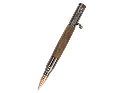 Ручка шариковая Орех (Ручка- коричневый, gun, розовое золото, подарочная коробка- зеленый)