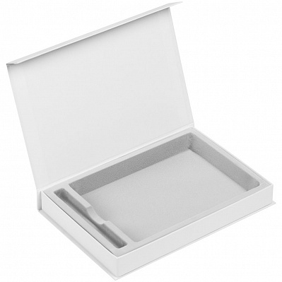 Коробка Silk с ложементом под ежедневник 15х21 см и ручку, белая (Белый)