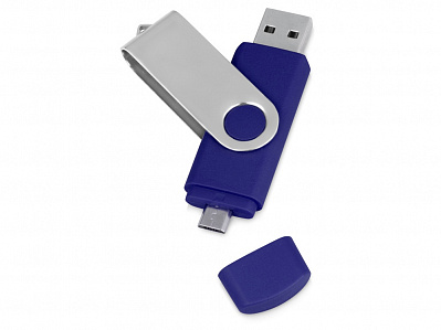USB/micro USB-флешка на 16 Гб Квебек OTG (Синий)