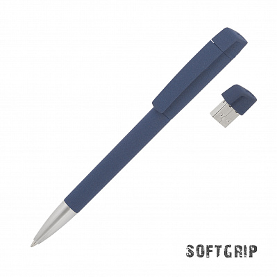 Ручка с флеш-картой USB 16GB «TURNUSsoftgrip M»  (Темно-синий)