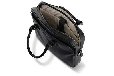 Портфель женский BUGATTI Bella, чёрный, воловья кожа/полиэстер, 38х6,5х27 см