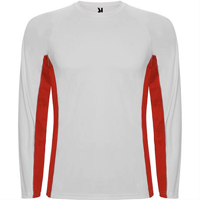 Спортивная футболка SHANGHAI L/S мужская, БЕЛЫЙ/КРАСНЫЙ XL (Белый/красный)