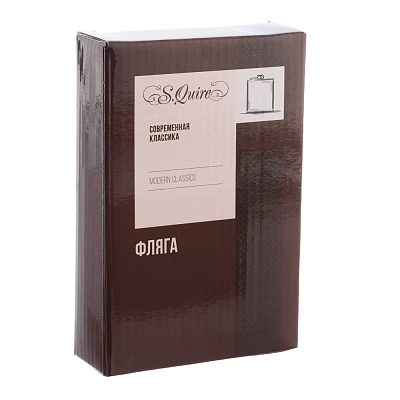 Фляга S.Quire 0,24 л, сталь+искусственная кожа, светло-серая