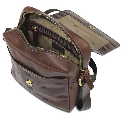 Сумка через плечо Mano "Don Leon", натуральная кожа в коричневом цвете, 20 х 25 х 8 см