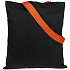 Холщовая сумка BrighTone, черная с оранжевыми ручками - Фото 2