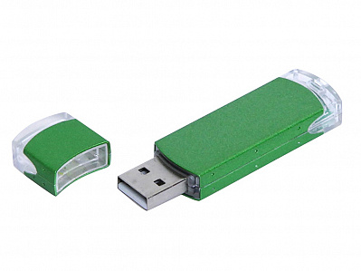USB 2.0- флешка промо на 64 Гб прямоугольной классической формы (Зеленый)