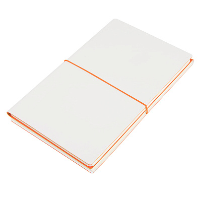 Бизнес-блокнот "Combi", 130*210 мм, бело-оранжевый, кремовый форзац, гибкая обложка, в клетку/нелин (Белый, оранжевый)