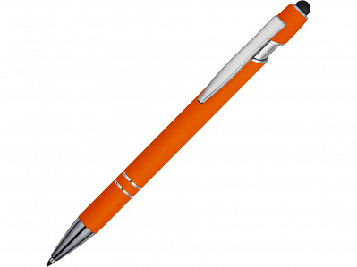 Ручка-стилус металлическая шариковая Sway soft-touch (Оранжевый/серебристый)