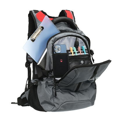 Рюкзак TORBER DRIVE с отделением для ноутбука 15", серый/красный, полиэстер 1680D, 36x17x50 см, 30 л