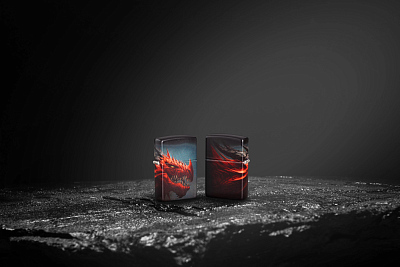 Зажигалка ZIPPO Dragon Design с покрытием 540 Matte, латунь/сталь, черная, 38x13x57 мм