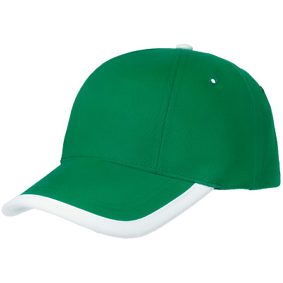 Бейсболка Honor, зеленая с белым кантом (Зеленый)