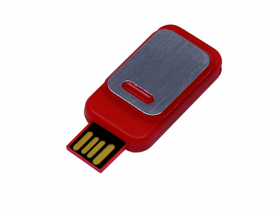 USB 2.0- флешка промо на 64 Гб прямоугольной формы, выдвижной механизм (Красный)