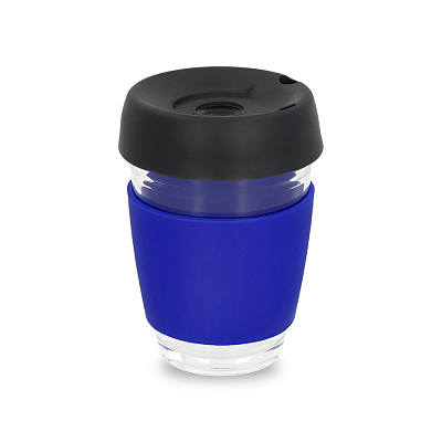 Стакан стеклянный с манжетой и крышкой Anderson, синий