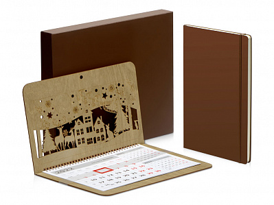 Подарочный набор 2DO (Календарь- натуральный, блокнот- коричневый)