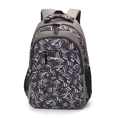 Рюкзак TORBER CLASS X  с орнаментом, полиэстер, 45 x 30 x 18 см + Пенал в подарок! (Серый)